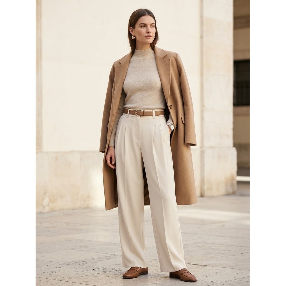 Maeve Ivory High Rise Pleated Wide Leg Trousers 4P NWT Workwear Elevated Tailor